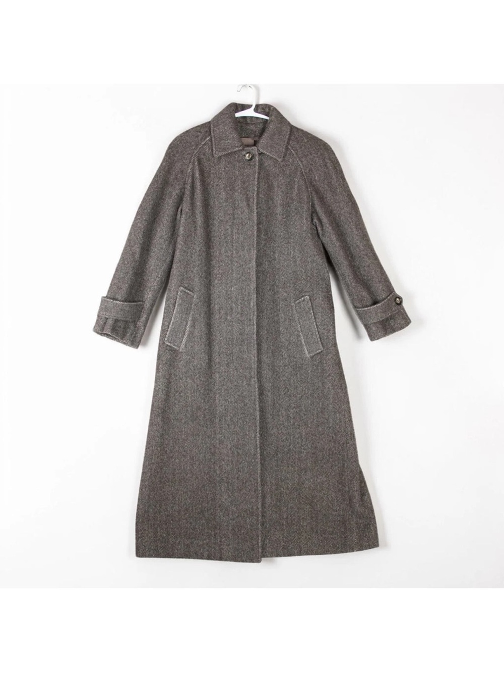 Vintage Regency Herringbone Wool Over Coat Womens SIze 6 Brown 90s Union Made